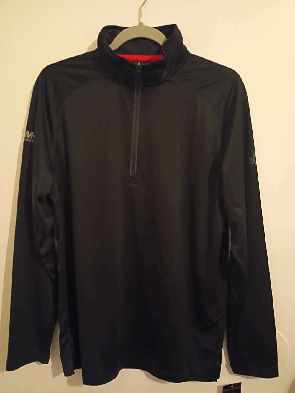 Spyder Black Quarter-Zip Performance Pullover with Red Collar Accent Sz M